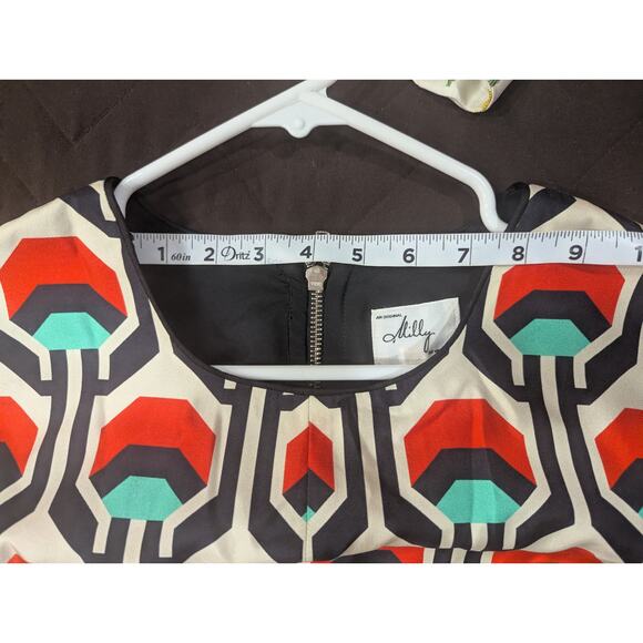 Original Milly of New York short sleeve silk dress w/geometric mod color print - Picture 10 of 12